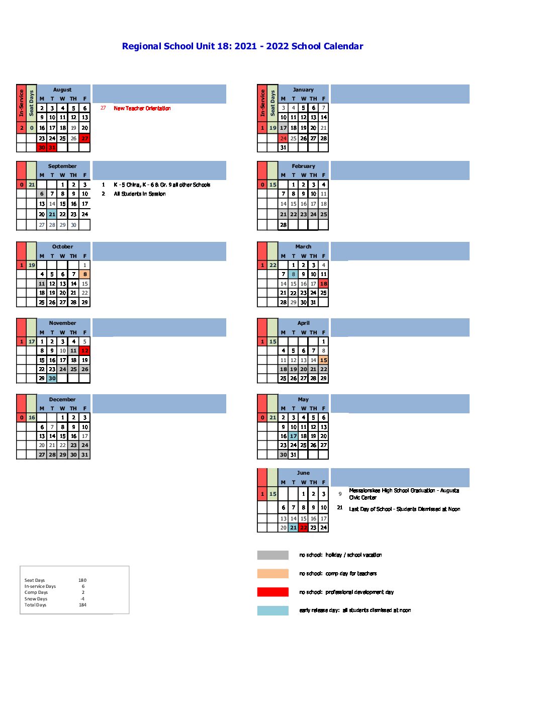 Revised 2021/2022 Calendar ! | Mena High School